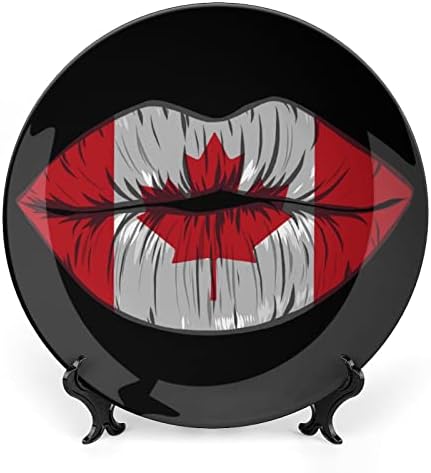 Канадски Флаг Червило За Устни Забавно Декоративна Чиния от Костен Порцелан Кръгли Керамични Плочи плавателни