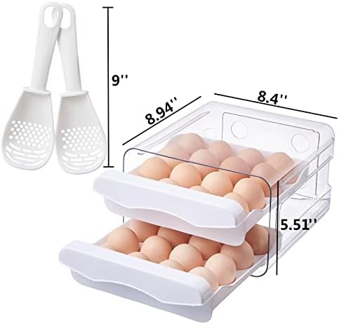 Държач за яйца за Хладилник, Контейнер за яйца с Голям Капацитет за Хладилник, Прозрачна, Пластмасова Кутия