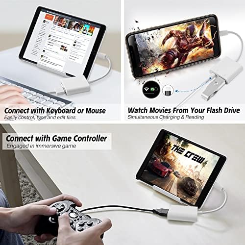 SUNTRSI USB Адаптер за камера, USB Женски OTG Адаптер, Съвместим с iPhone, iPad, Лаптоп USB Адаптер за iPhone Зарядно