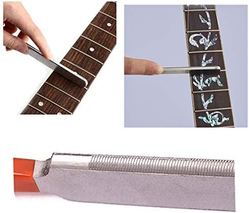 Набор от инструменти за изравняване на китарен fretboard KEWAYO, състоящ Файл за изравняване на китарен лада Luthier, Част за Изравняване на лада, Шлифоване част и защитни обл?