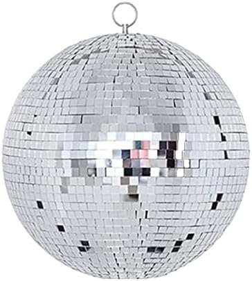 16-Цолови Големи Бижута за диско-топки, Сребърен Въртящ се Стъклен Огледално Кълбо 70-те 80-те 90-те Години с Висящ пръстен,
