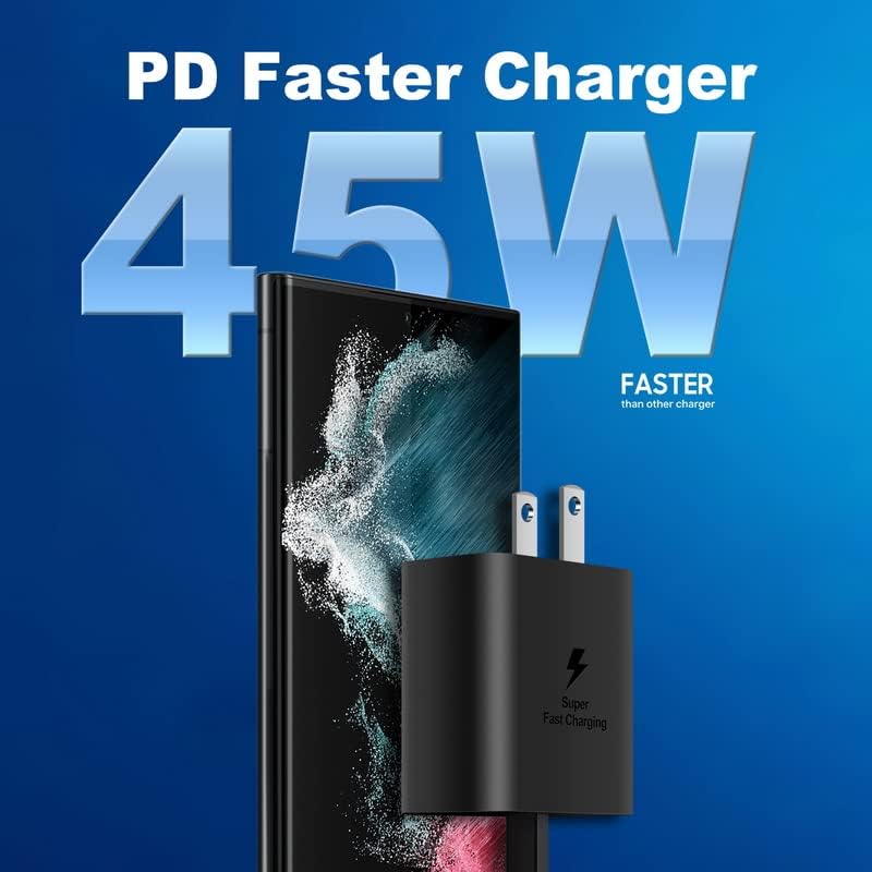 Зарядно устройство USB-C с мощност 45 Вата, монтаж на стена зарядно устройство Super Fast Charging Block Type C за Samsung