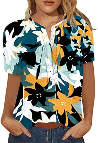 Блуза-Тениска за Момичета, Есента и Летни Дрехи, Памучен Тениска с Къс Ръкав и Копчета, Графична Ежедневни