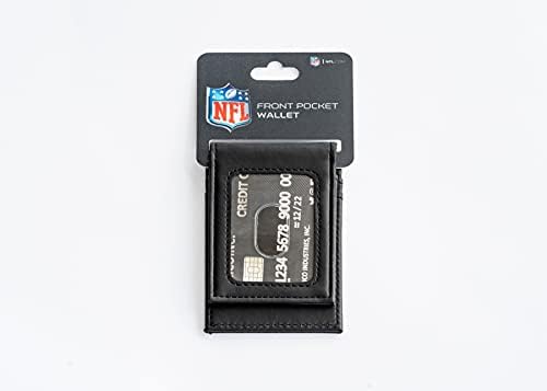 Чантата Rico Industries NFL Los Angeles Овни Премиум-клас от веганской черна кожа с лазерно гравирани в предния джоб - Компактен и тънък, но здрав дизайн - идеален за демонстрации