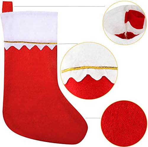 24 Опаковки, Коледни Чорапи на Едро 15 Инча Червен Филц и Коледни Чорапи Празнични Чорапи Big Хонг за Камина, Окачени Коледна