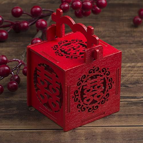 Сватбена Кутия Бонбони в Китайски стил, 2 бр., китайска Подарък Кутия с двойно Щастие, Куха Резбовани Дървена