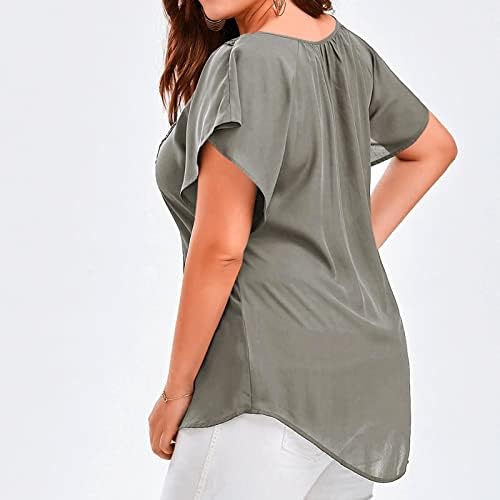 Camiseta Lisa Talla Grande para Mujer Blusa holgada Verano 2023 Camisetas Manga Corta Cuello Redondo ropa para