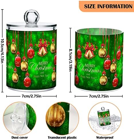 ALAZA 4 Опаковки Qtip Притежателя Диспенсер Зелен Фон с Коледна Украса и Снежинками Органайзер за Баня Кутийки