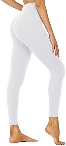 Eyeneen Гамаши с висока талия за жени - Меки Еластични Панталони за Йога с контрол на корема Пълна Дължина, Спортни Черни Панталони Reg & Plus Size