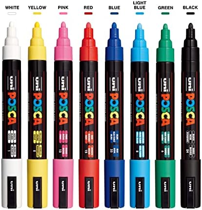 Набор от 8-цветни маркери за рисуване POSCA, PC-5M Medium + Пастели на петрол-восъчна основа Posca, термостойкая,