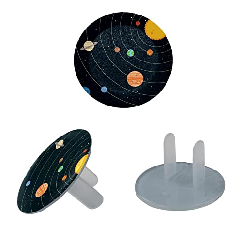 Сини капачки за контакти Galaxy Planets Stars 12 Бр. - Защитни капачки за контакти, за деца – Здрави и устойчиви