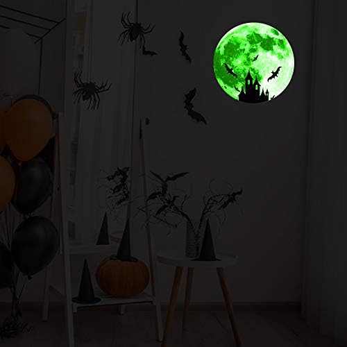 Светещи в Тъмното Стикери за стена с Луната 30 см/11,8 инча, 3D Визуализация, Светещ Стикер за Коледа и Хелоуин за Украса на