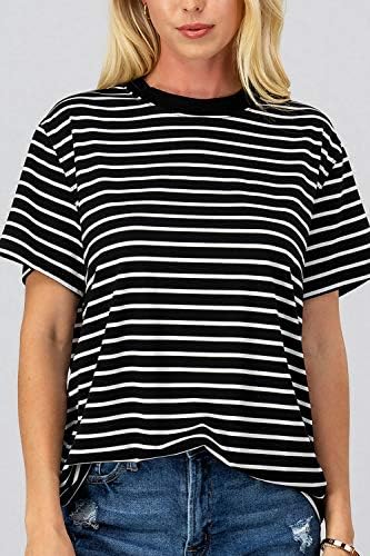 Тениска Оверсайз URBAN DAIZY Женска Тениска с кръгло деколте в стила на гаджето си, Ежедневна Туника с Къс ръкав, Ежедневни Тениски