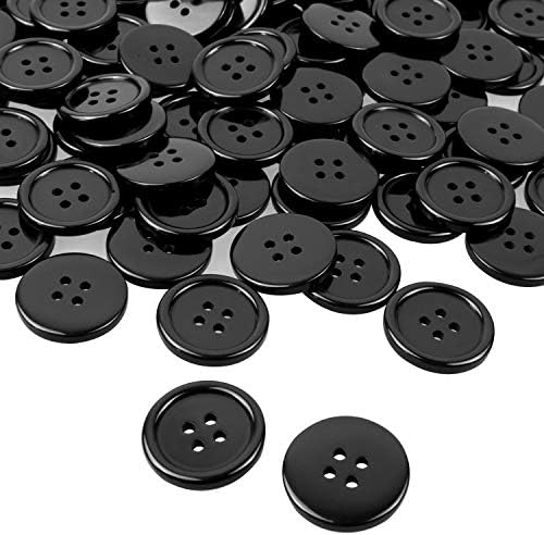 Черни копчета 1 инч за пришивания копчета от смола 25 мм, Опаковка от 100 Големи черни копчета за бродерия