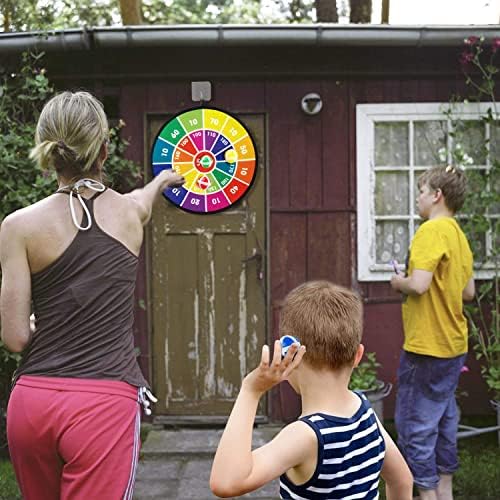 Детски комплект за настолната игра на Дартс-Детска дъска за дартса 14 инча с 12 лепкави топки е Игра за занимания на закрито и на открито за деца - Безопасна за игра на