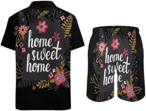 Home Sweet Home Мъжки Хавайски Ризи и Плажни Шорти, 2 броя, Блуза, копчета, Панталони, Костюми Свободно намаляване