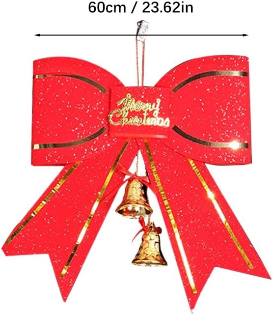 Украса на Коледната Елха Червен Голяма Папийонка 13 см с Камбана Висулка Стари Коледни Хартиени Декорации за Дома
