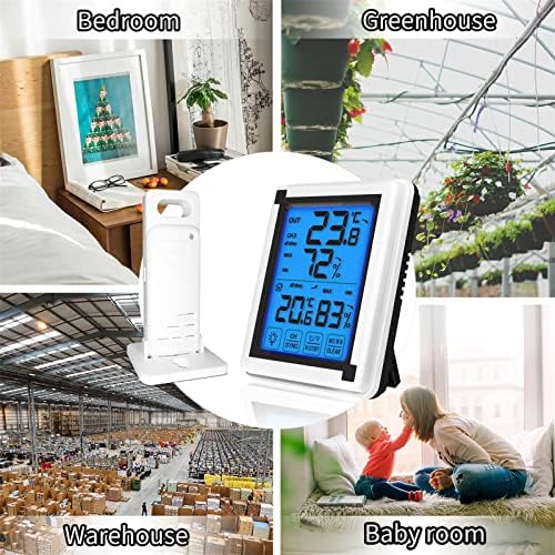 YIISU Вътрешен Външен Термометър Безжичен Дигитален Влагомер Термостат Температура Влажност Монитор със Сензорен