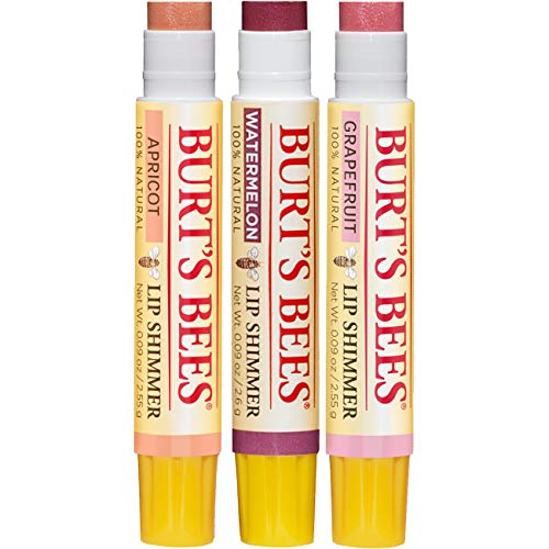 Празничен Подаръчен комплект бърт Bees Целуващо Color, 3 Блясък за устни в кутия за Подарък - Страхотна колекция от Диня, Кайсия и Грейпфрут