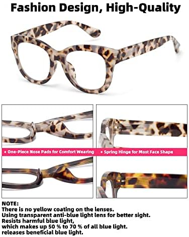 Дамски Очила за четене Autojouls Голям размер, Очила за Четене с Блокиране на Синя Светлина, Очила с Пружинным тръба на шарнирна Връзка