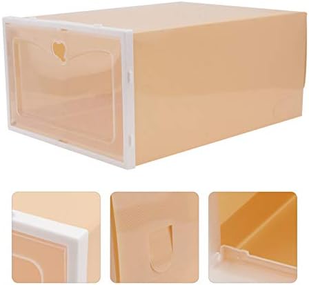 Zerodeko 2 елемента Жълти Пластмасови Кутии За съхранение на обувки Разтегателен Тип Предно Отваряне на Организаторите