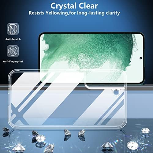 Калъф-паяк за Samsung Galaxy S22 Case, [Кристално чист, не желтеющий] Нескользящий [2] Протектор на екрана от закалено стъкло + Защита на обектива на камерата, устойчив на удари ?