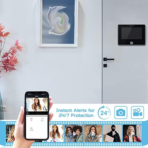 TMEZON Шпионка Камера, Wi-Fi Вратата, Шпионка Видео звънчева Камера с Монитор 4,3-Инчов LCD Екран за Откриване