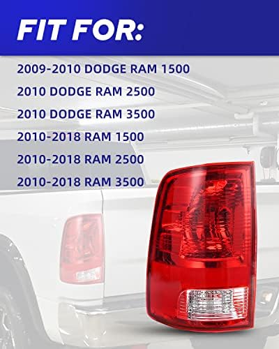 AUTOONE Задна светлина в събирането за 2009-2018 Dodge Ram 1500, 2010-2018 Ram 1500 2500 3500, 2010 Dodge Ram 2500 3500, Крушки в комплект, От страна на водача и пътника