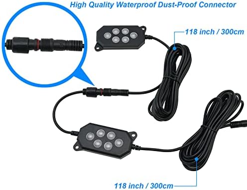 Комплект led рок-осветителни тела DUNTUO RGB, Мигащи Неонови Подсвечивающие светлини с Автоматичен контрол с управление на Bluetooth, Хронометражем, Музикален режим IP68 Водоу
