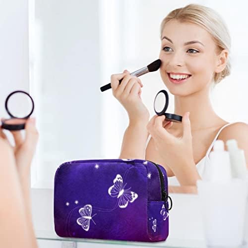 TBOUOBT козметични чанти, козметични чанти за жени, Малки Пътни Чанти за грим, Виолетово-Розова Звезда-Пеперуда