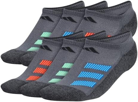 adidas Детски-Чорапи с подплата, ъглова лента за момчета и момичета No Show (6 двойки)