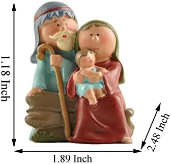 Миниатюрна Коледна Семейна Фигурка - Йосиф с Мария Держащие на Новородения Исус, Фигурка на светото Семейство, Коледна