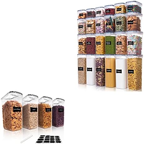 Vtopmart Комплект от 4 контейнери за съхранение на зърнени храни и 24 контейнери за съхранение на хранителни