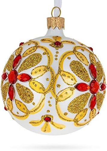 Украсени със Скъпоценни Камъни Стъклена купа във формата на Звезда Коледен Орнамент 3,25 Инча