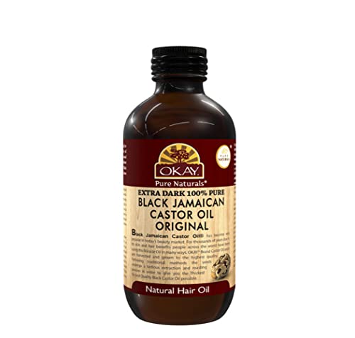 OKAY | Много Тъмно естествена Ямайское рициново масло черен цвят | За всички типове коса и кожа | Отращивайте