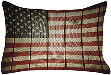 Калъфка за възглавница с Стеганым флага на сащ Ambesonne, Флаг на САЩ Върху Дървена дъска на Вертикални Райета, Изкуство, Гражданска