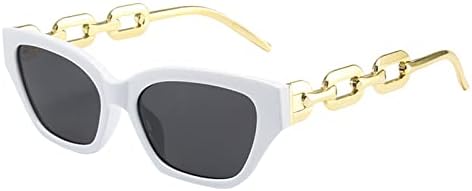 2023 Нови Дамски Слънчеви Очила с метална Верига в стил Хип-Хоп, Модерни Очила в Многоугольной рамки Rb4171 (Бял, един размер)