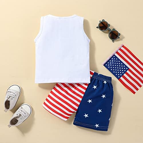 vivifayee / Облекло за бебета момчета на 4 юли, Жилетка Ден на Независимостта, Тениска Без ръкави, Топ, Панталони с Флага на