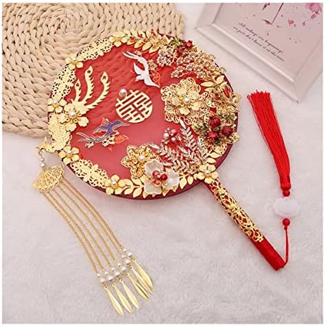 YCFBH Златен Феникс Китайските Сватбени Букети Ръчно изработени Ветрилообразни Изкуствени Цветя, Кристални, Метални