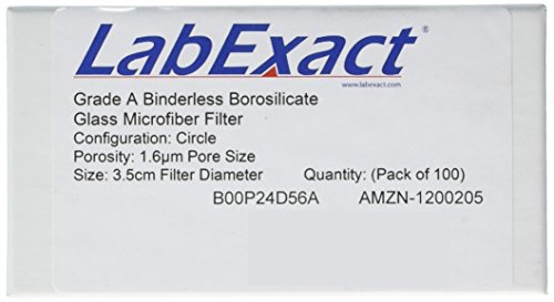 Стъклен филтър от микрофибър LabExact 1200205 классаА, боросиликатное стъкло, без халки, 1,6 микрона, 3,5 см