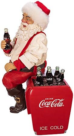Курт С. Адлер Kurt Adler 10,5-Инчов Дядо Коледа, Coca-Cola, седнала на хладилни кафе, Мулти