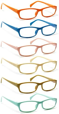 Henotin Blue Light Четци за Жени и Мъже, Очила за четене, 6 опаковки, с Качествени Очила с Пружинным тръба на шарнирна Връзка,