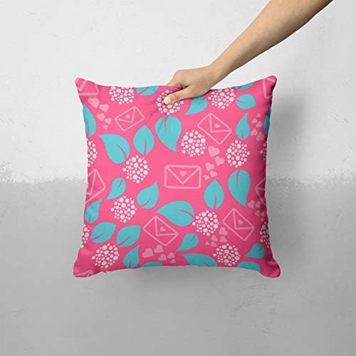 iiRov Ярко-Розови букви с бирюзово-зелени листа 2 - Индивидуален Декоративен Начало Декор На закрито или на открито, Калъфка за дивана, на леглото или на диванной възгл