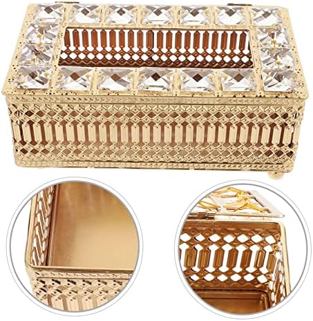 Кутия за Салфетки Кристален Хартиена Кутия Златен Акцент Декор и Златни Хартиени Салфетки Декор на Работния Плот
