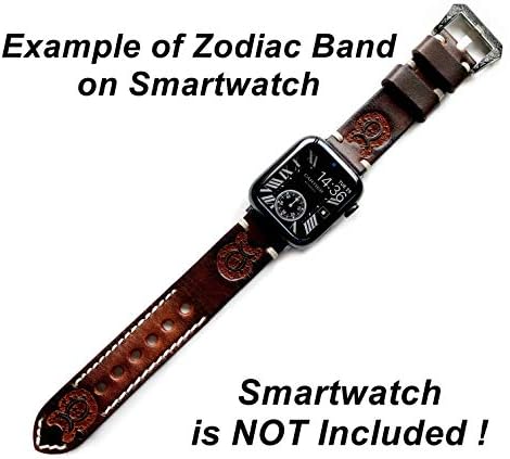 Набор ленти Taurus Зодиака е Съвместим с Apple Watch 38 мм 40 мм 42 мм 44 мм iWatch 1 2 3 4 серии, кафява кожена каишка с релефни и огърлица на 25 инча (2. Гладка обтегач сребрист цвят, раз?