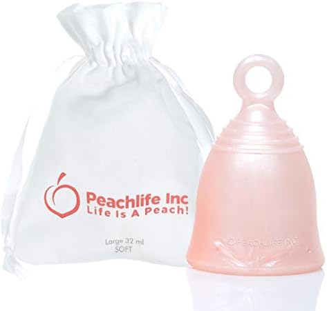 Менструална Чаша С Пръстеновидна дръжка Peachlife - Алтернатива на Тампону на 12 часа - Голям Мек