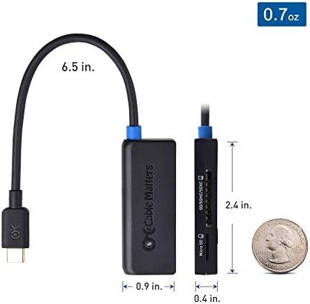 Кабел има значение четец на карти памет, USB C с два слота (USB C SD Card Reader) черен на цвят за памет карти Micro SD, SDHC, SDXC - съвместима с порта Thunderbolt 4 / USB4 / Thunderbolt 3