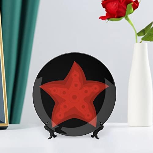 Керамични Декоративни Плочи под формата на Червени Морски звезди със Стойка от Костен Порцелан, Висящи Украшения,