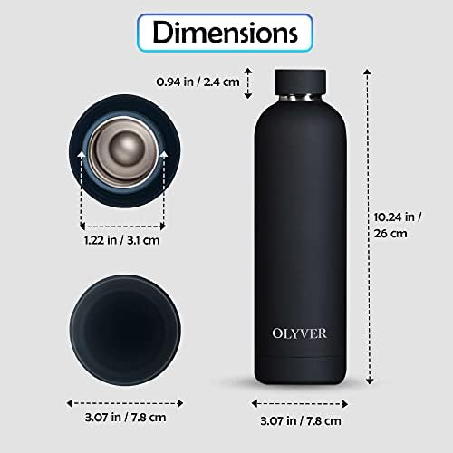 Случайна бутилка от неръждаема стомана OLYVER, мека тапицерия и Елегантен дизайн, Бутилка за Вода от стъклена изолация 25 унции (бяла)