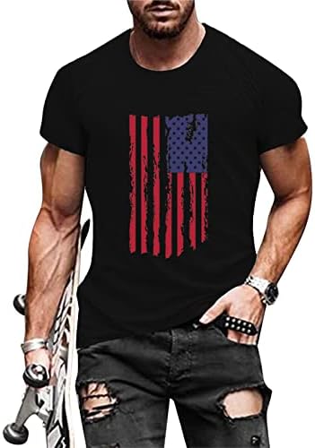 XXBR Мъжки Тениски В Деня на Независимостта, Спортни Тениски С Принтом Американския Флаг, Тениска С къс ръкав, Спортни Ризи в Звездна и Райета, умалени модели на Мъжки
